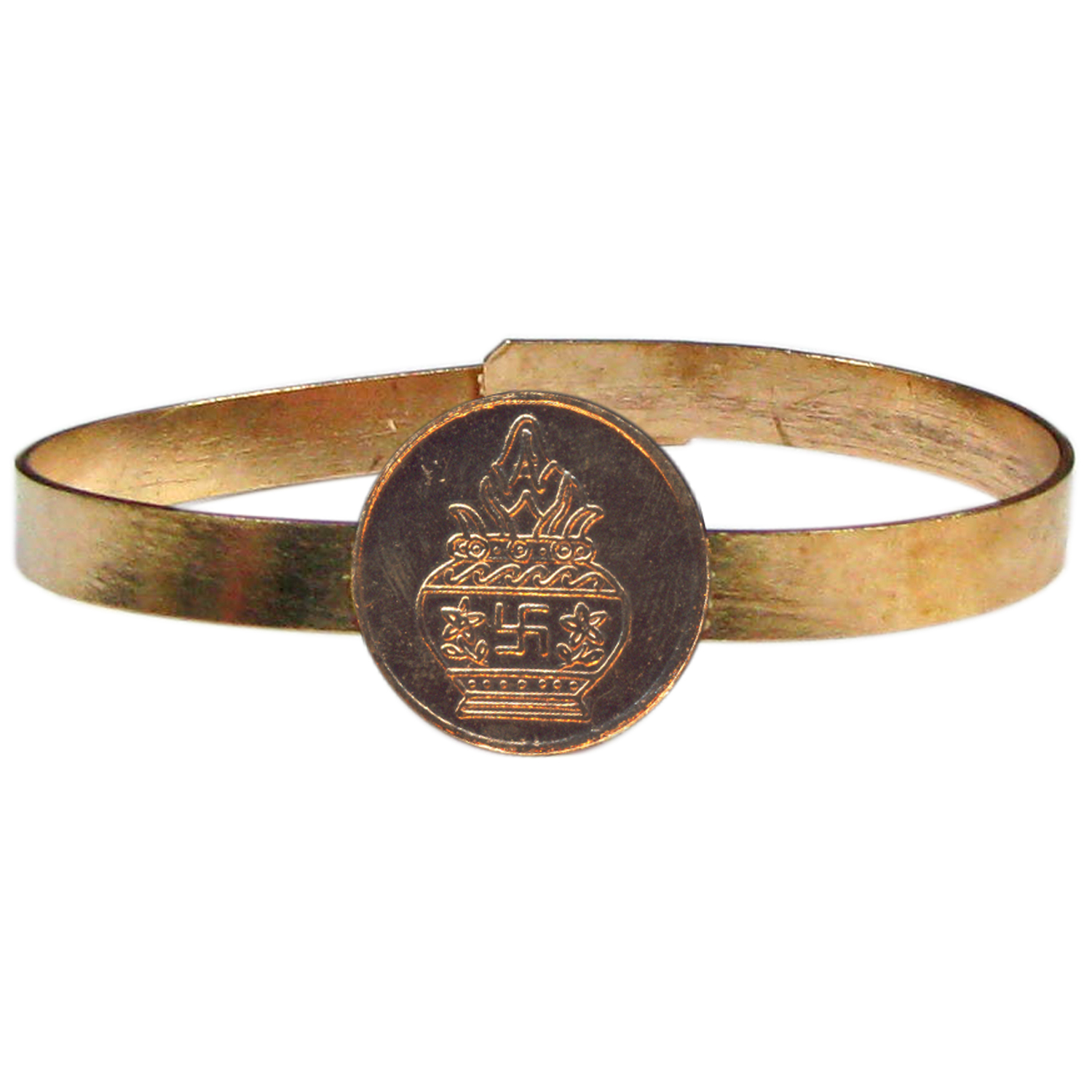 Aadhyathmik Kalasam Kankanam Remedy to Own House / Land Sontha Illu Gruha Yogam Bhu Yogam Kalasam Kalash Kalasha Kalasa Adjustable Copper Bracelet - S930298-03