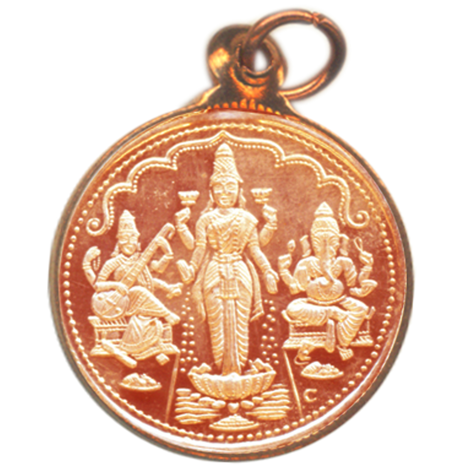 Aadhyathmik Lakshmi Saraswathi Ganapathi Copper Pendant Kavach - S430438-02