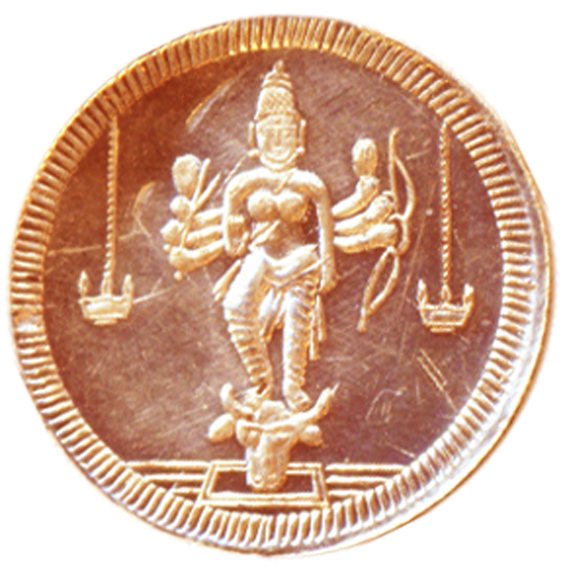 Aadhyathmik Mahishasura Mardhini Copper Coin - A3045-01