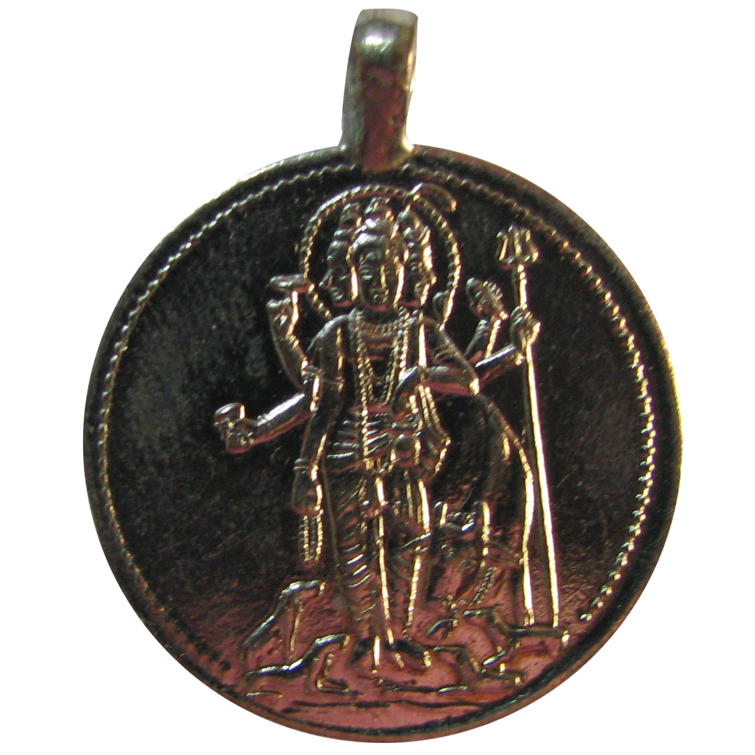 S930888- Aadhyathmik Dattatreya Trimurti Copper Pendant