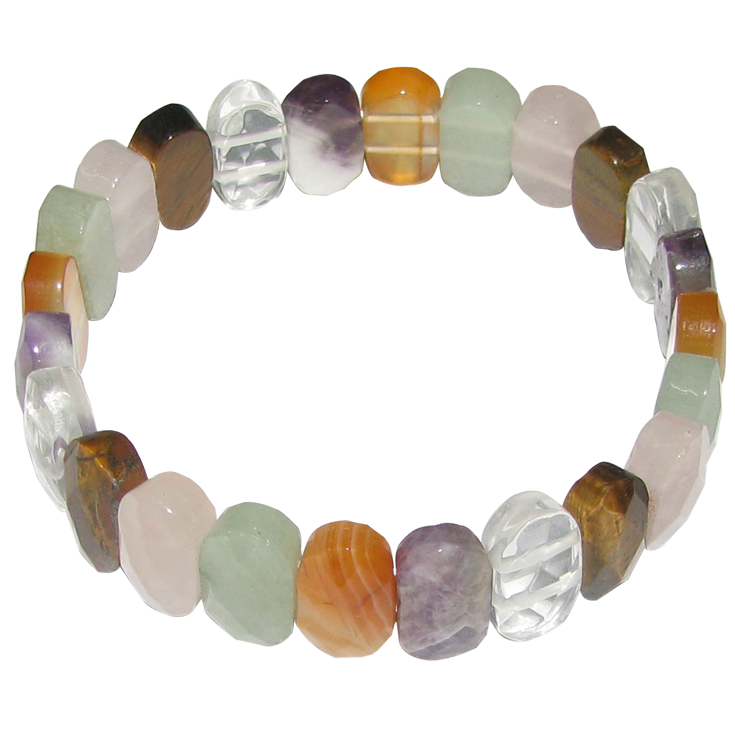 Multi Crystal Power Healing Bracelet Faceted Adjustable Elastic - A4563