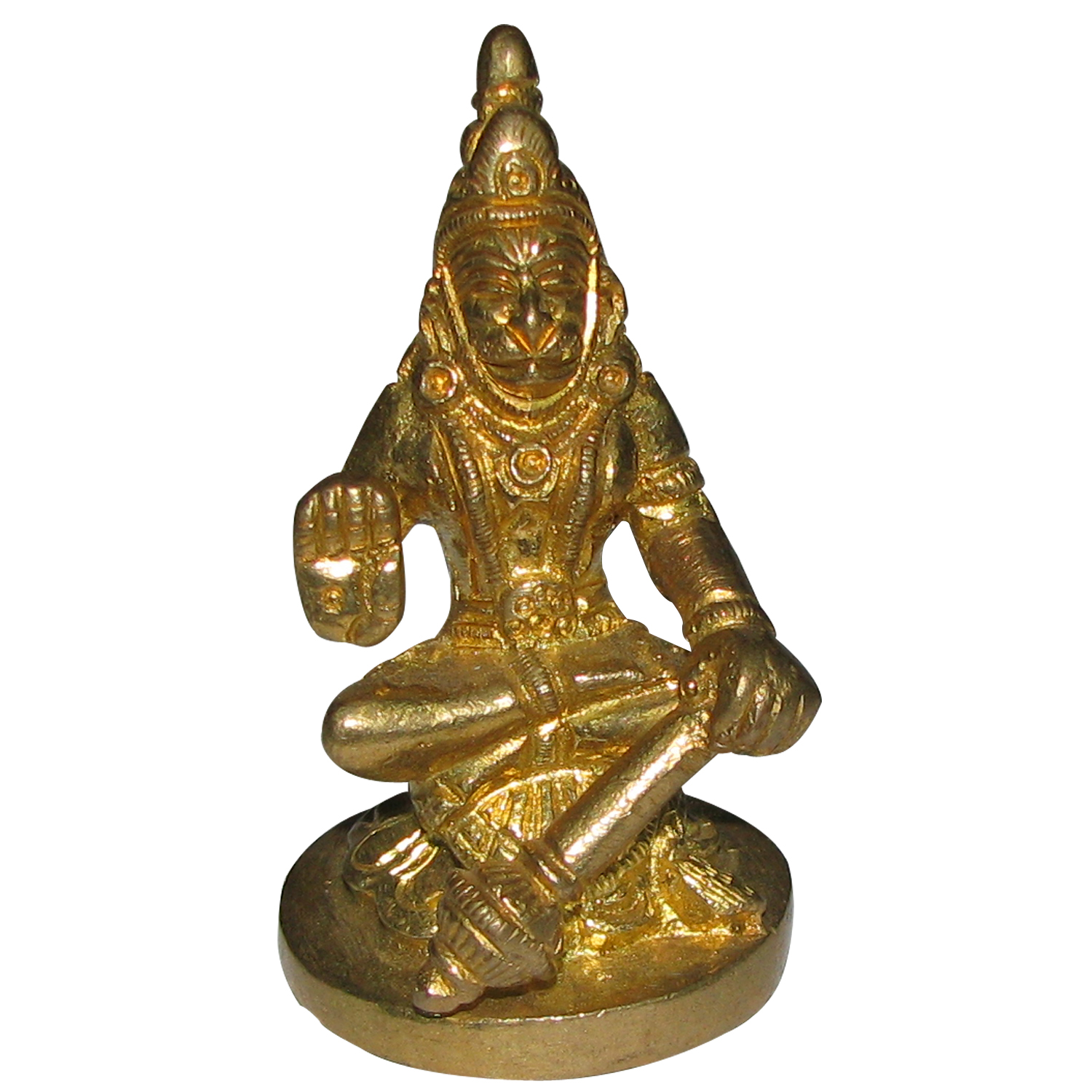 Lord Hanuman With His Weapon Giving Blessing Brass Idol - A4619