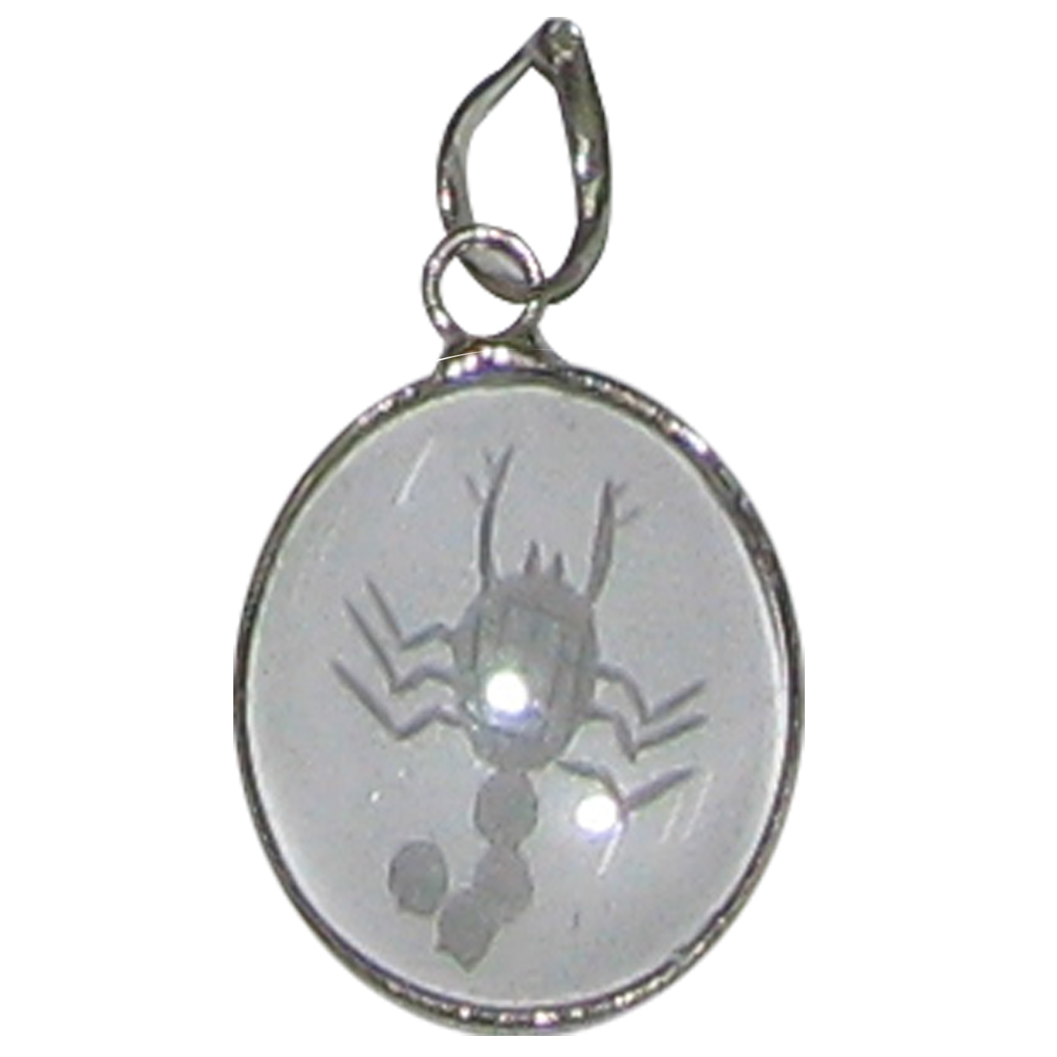 Vrushchik Vrishchika Rasi Scorpius Zodiac Sun Sign Handcrafted Oval Crystal Pendant - A4658-08