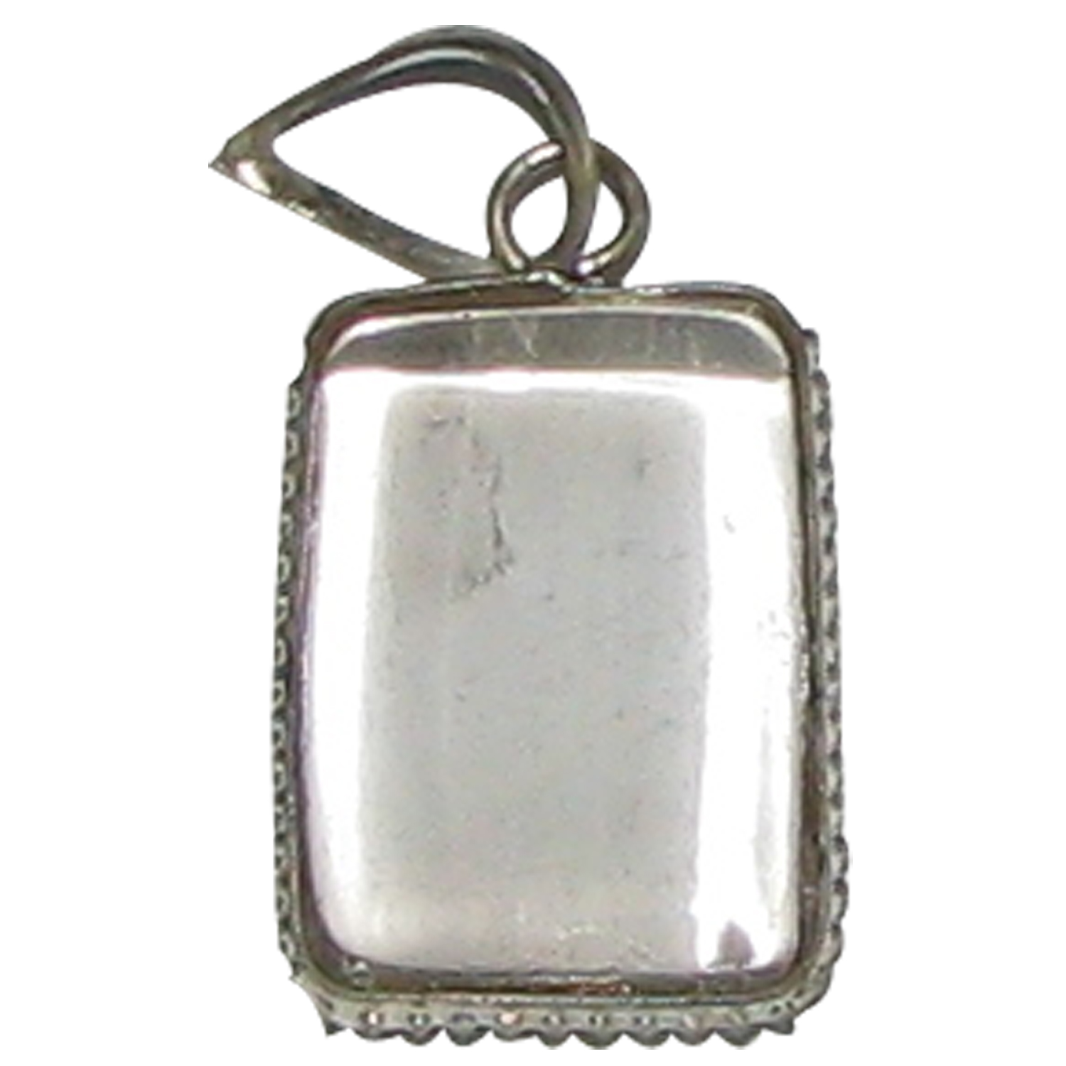 Sphatik Rectangle Pendant Crystal Quartz Locket Gemstone - A4752