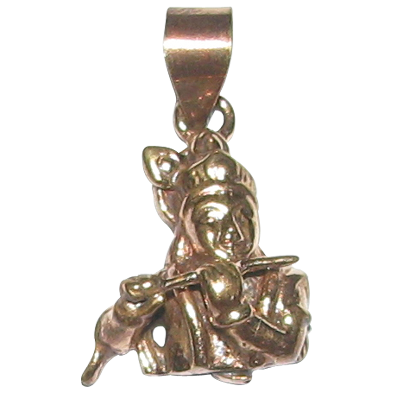 Aadhyathmik Aimpon Panchalogam Murali Krishna Pendant Panchaloha Flute Krishan Kavach (5 Metals Panchadhatu Pendant) - A5219