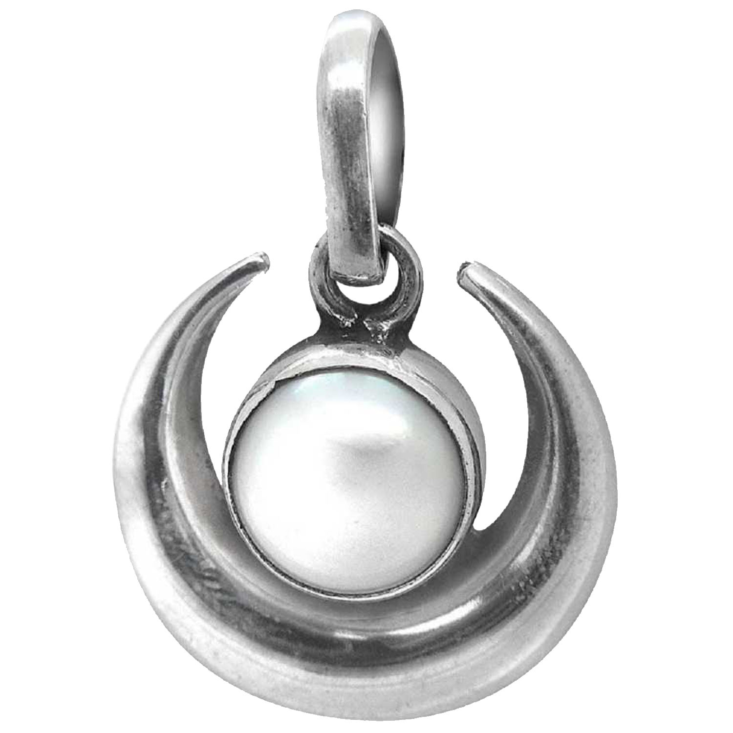 Aadhyathmik Auspicious Powerful Chandra Muthya Locket White Metal Moon Pearl Pendant Chand Moti Kavach To Get Good Husband Wife 1inch 2grams - S9058-30