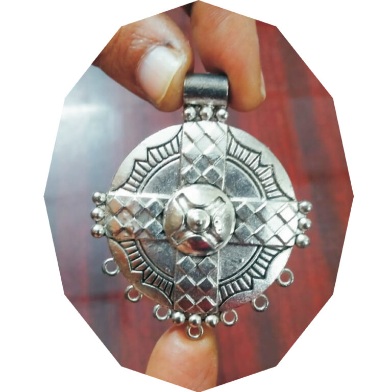 S9058-343 Aadhyathmik Sampoorna Raksha Kavach Mixed Metal Pendant Removes all kind of Fears Gives Good Sleep and Complete Protection from all Negative Energies 2inch 16grams